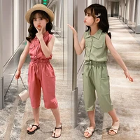 summer baby girls clothes sets sleeveless t shirtpants 2pcs fashion childrens clothing suits kids outfits 4 6 7 8 10 12 year