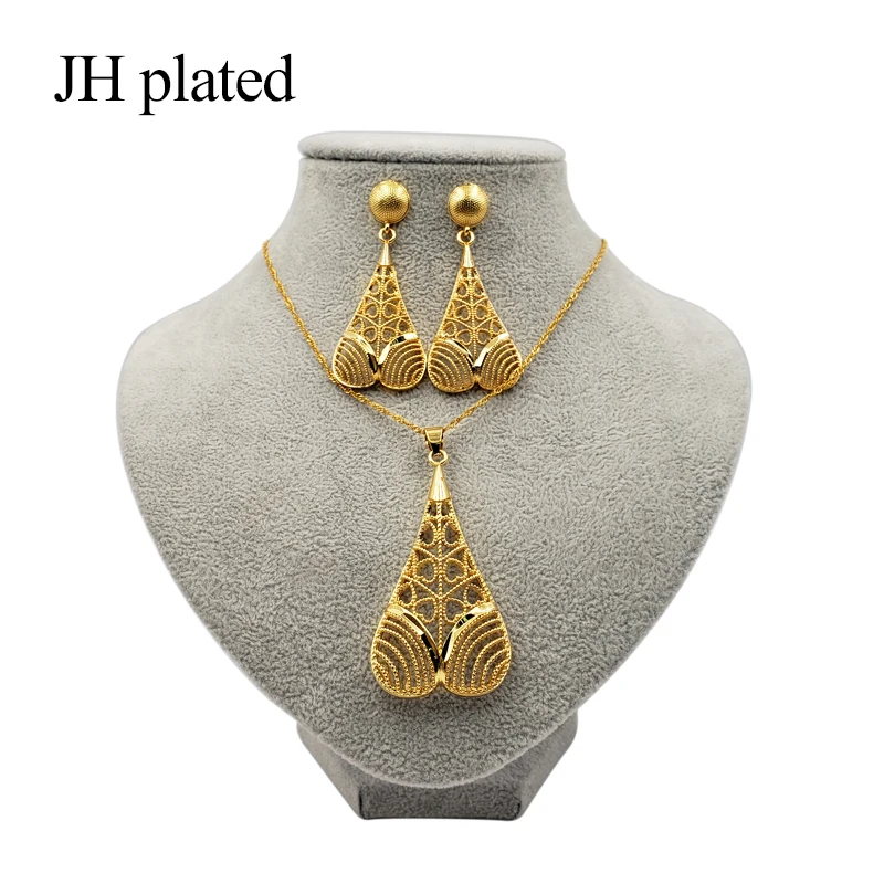 JHplated новинка 2019 Дубай модное ожерелье серьги с подвеской комплекты ювелирных