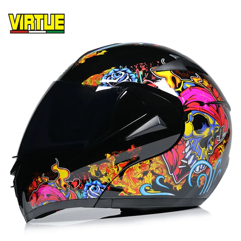 2018 VIRTUE-808 Flip Motorcycle Helmet Motocicleta Casco Motocross Full Face DOT Approved Dual Lens | Автомобили и мотоциклы