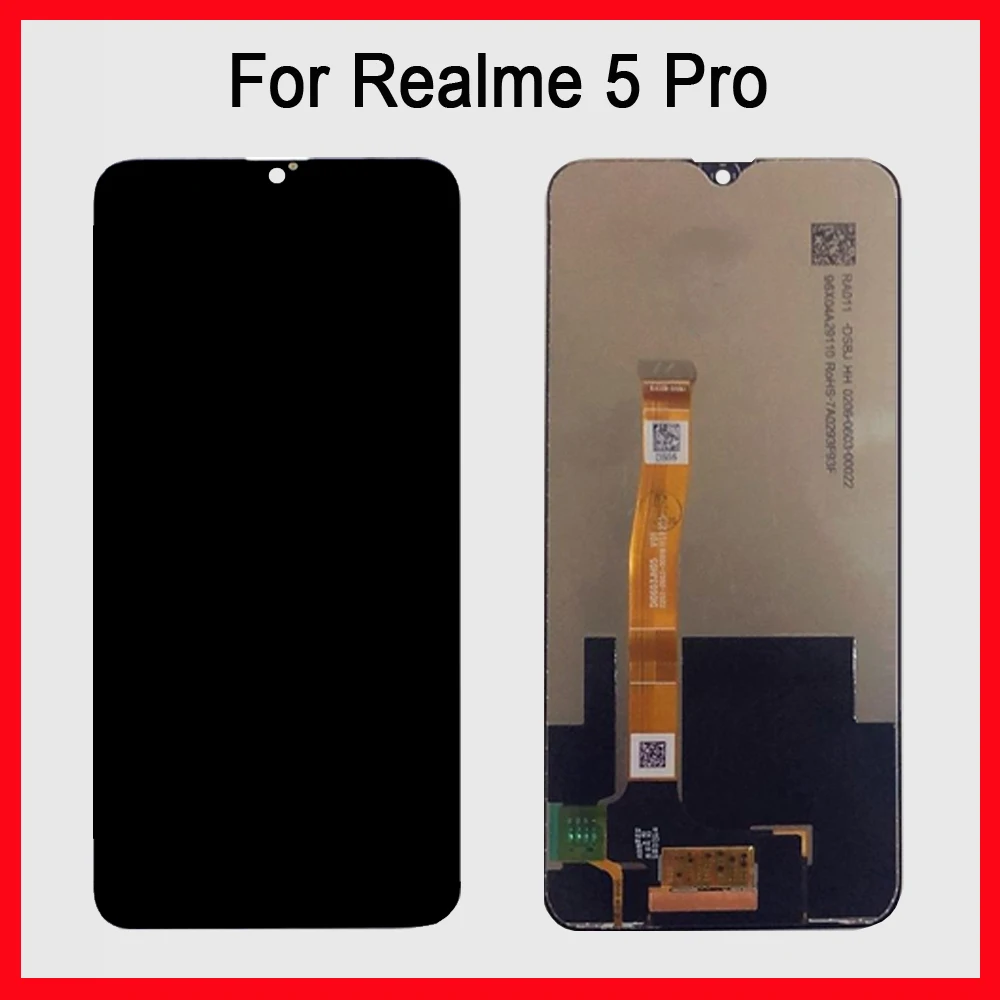 6 3inch original for realme 5 pro lcd display touch screen digitizer assembly for realme 5pro lcd with frame replacement free global shipping
