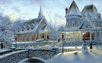 snow house 3 cross stitch embroidery kits scenery cotton thread painting diy needlework dmc new year home christmas gift