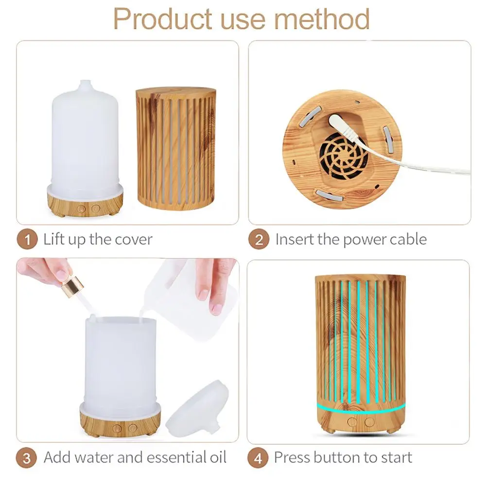 

NawsunLife New Design 200ml Aromatherapy Ultrasonic Cool Mist Aroma Essential Oil Diffuser for Home Office