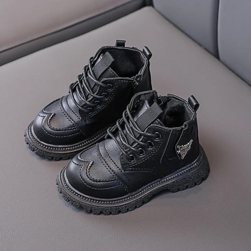 Детская обувь зимние детские ботинки модные кожаные Нескользящие повседневные