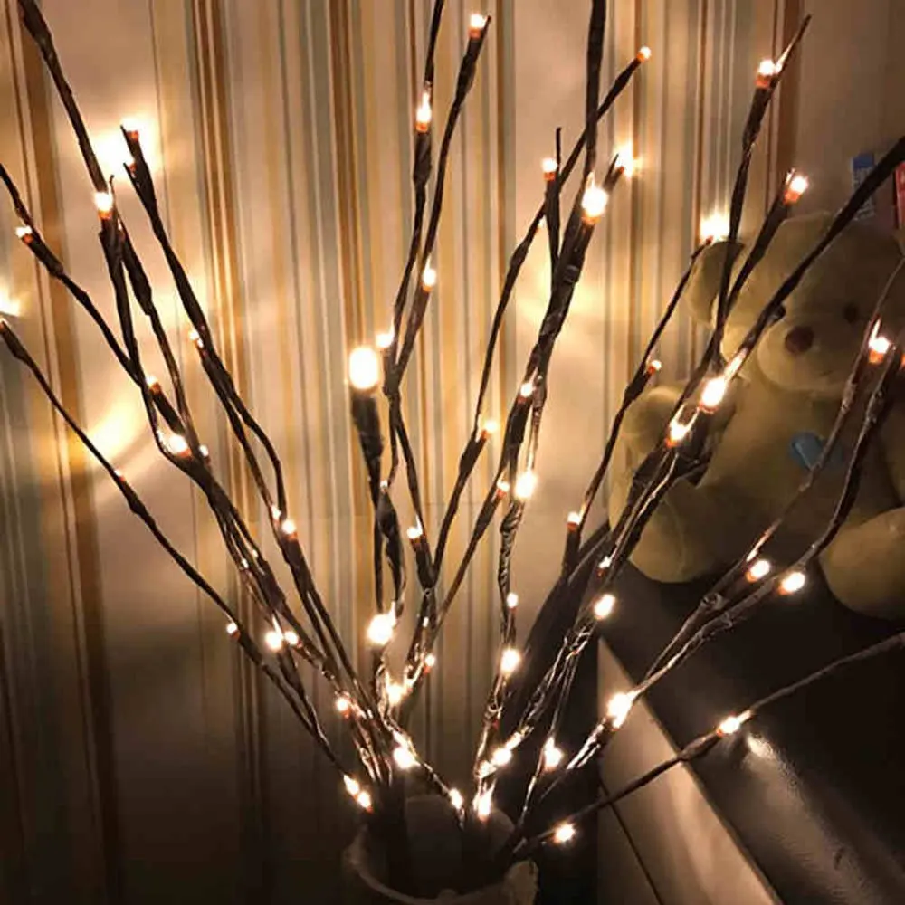 LED Light Willow Branch Lamp Night Light DIY Lighted Branches 20 Bulbs Lights for Home Holiday Party Decoration Battery Operated