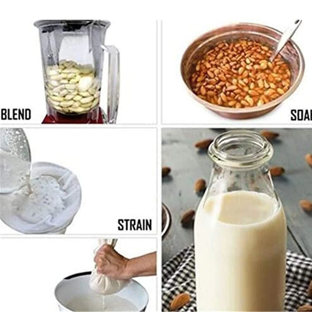 

20X30cm Nut Milk Bag Reusable Almond Milk Bag Strainer Fine Mesh Nylon Cheesecloth Cold Brew Coffee Filter Kitchen Supplies