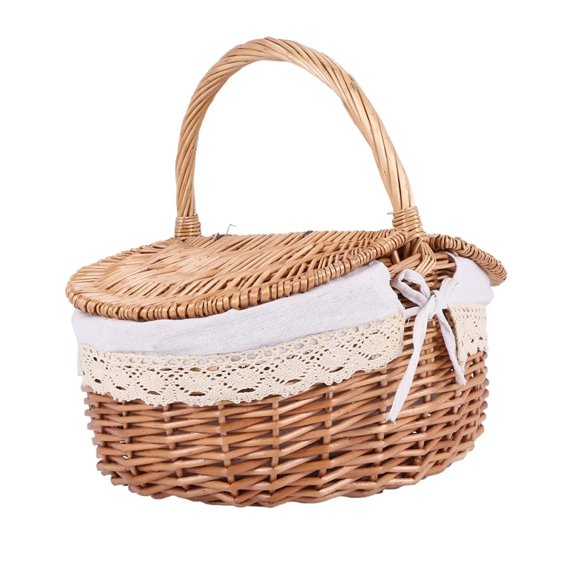 

Wicker Basket Making English Country Style Camping Picnic Basket Shopping Storage Basket
