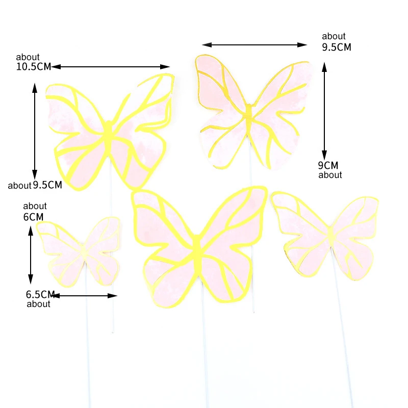 

Cake Decoration Accessories Creative Pink Phnom Penh Butterfly Pink Color Painted Hexagonal HB Plug-in Cake Insert