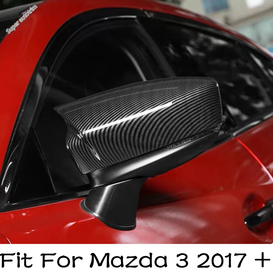 

Black / Carbon Fiber Ox Horn Blade Style Side Door Rearview Mirror Decoration Cap Cover Trim For Mazda 3 2017 2018 Accessories