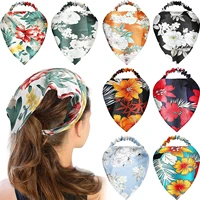 bohemian tie dye ripple triangle bandana girls floral ribbon scarf elastic headband beach hair accessories hairband headwear