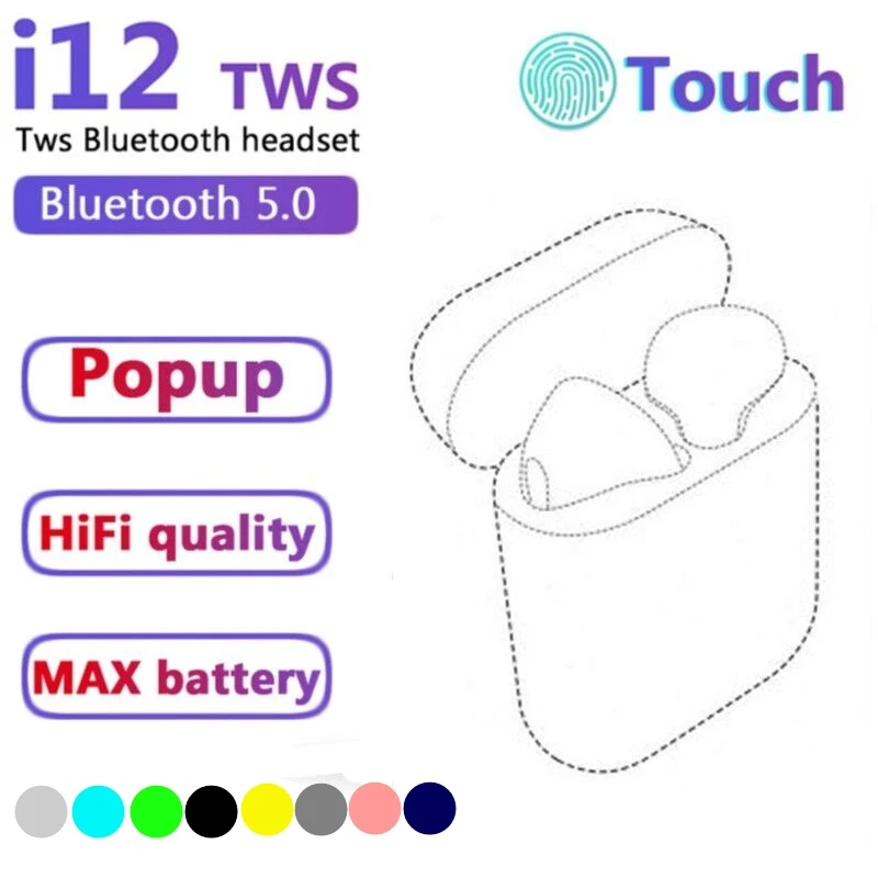 Беспроводные наушники I12 TWS Bluetooth 5 0 матовые наушники-вкладыши Macaron выдвижное