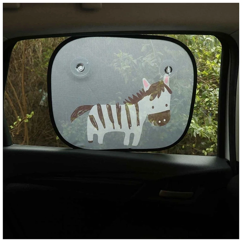 2pcs Car Window Sun Shades - Universal Sunshades Blocks Harmful UV Rays Glare Heat Protection for Your Kids (Zebra) | Автомобили и