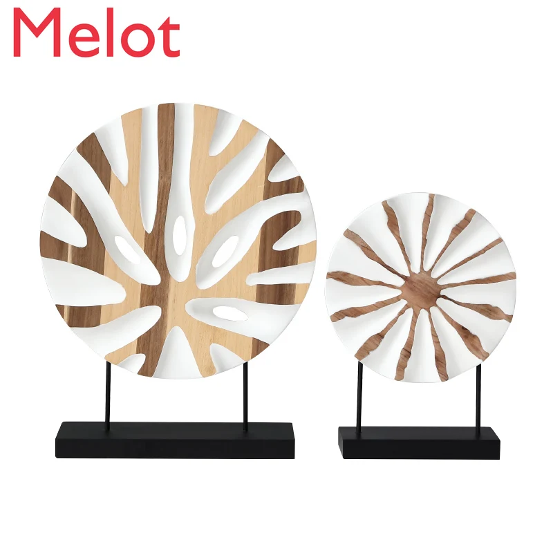 

Solid Wood Carving Crafts Simple Modern Light Luxury Mango Wood Living Room Entrance Desktop Ornaments