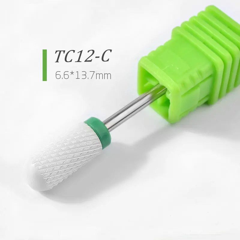 TC12-C 1 шт. керамические 3/3" сверла для дизайна ногтей 23 Типа Фрезы для маникюра, пилка для электрического устройства, аксессуары для станка, инструмент для снятия заусенцев - Цвет: TC12-C
