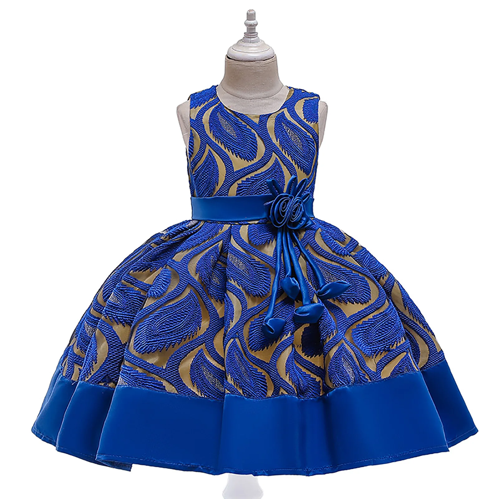 

Elegant Girl Flower Embroidered Dress Princess Girls Wedding Party Dresses Girl's Dance Wear Performance Costume Kids Vestidos