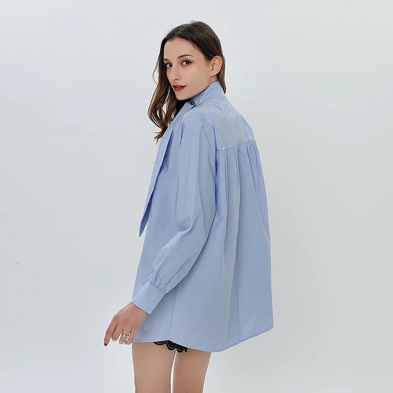 TWOTWINSTYLE водолазка с бантом женская рубашка Блузки с длинным рукавом Повседневный Топ женские белые рубашки больших размеров повседневная одежда в Корейском стиле