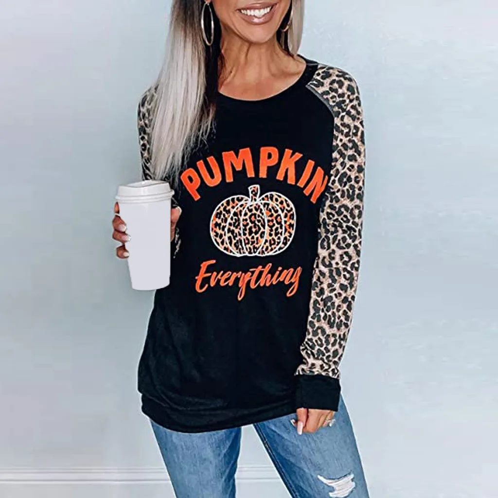 

MIARHB Leopard Patchwork Fashion Sweatshirt For Women Halloween 3d Print Hoodie Long Sleeve Pullover Hooded Winter Sweatshirt