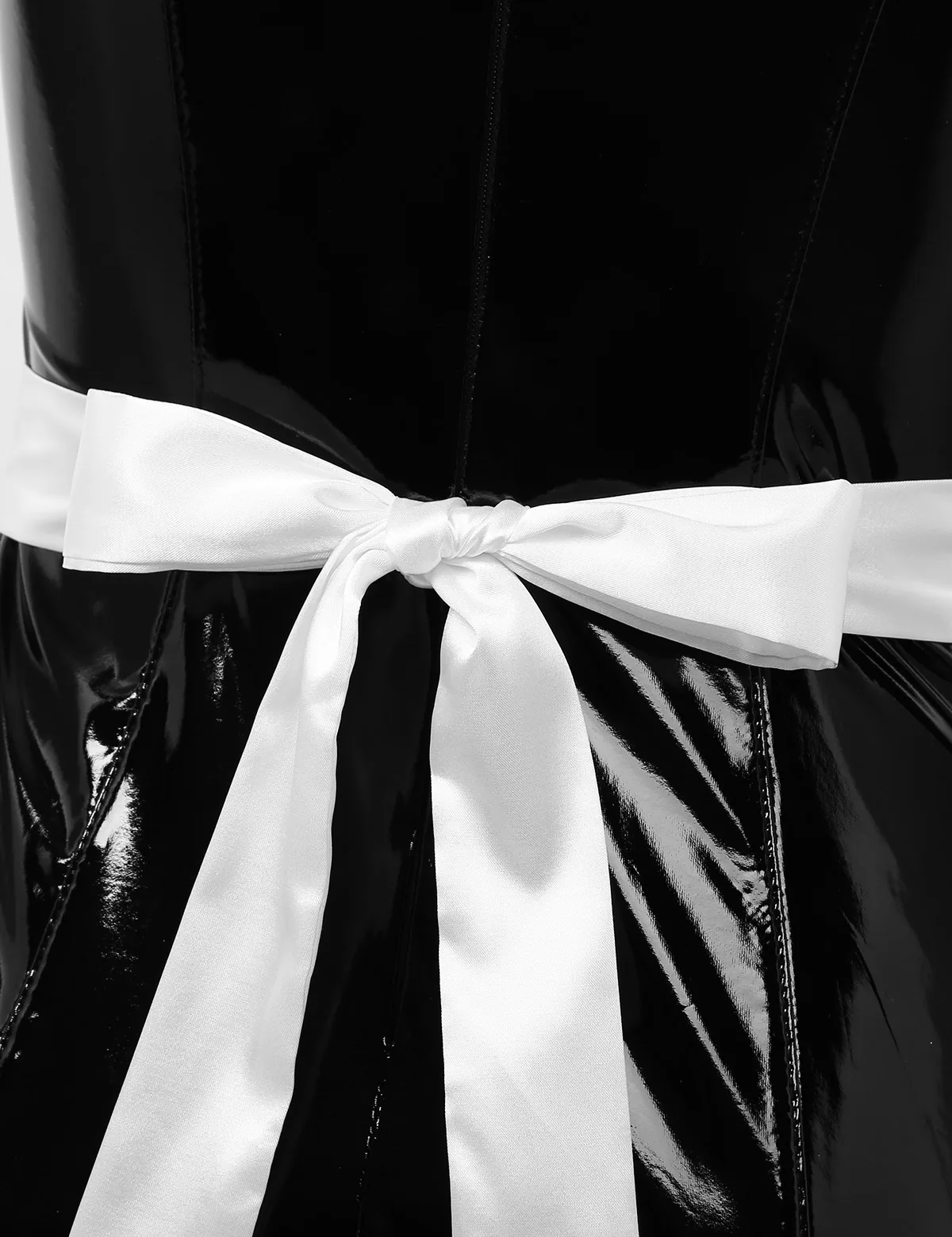 Женское кожаное латексное горничная Сисси платье Wetlook костюм для косплея Клубная