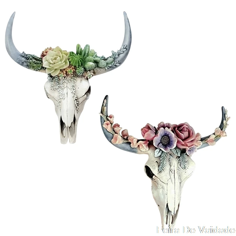 Подвеска из смолы в виде Головы Быка с цветами и говядиной украшение для стен