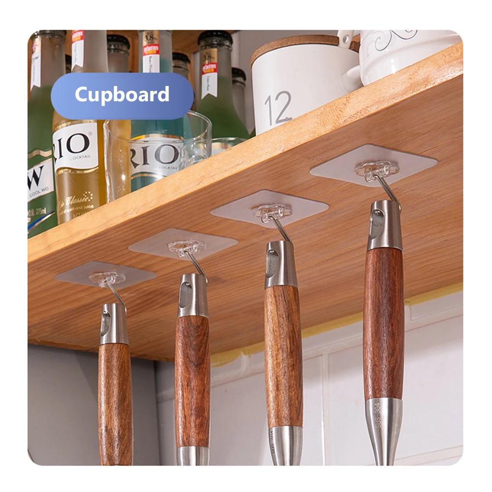 

20/25 Pcs 3 Types Transparent Adhesive Sticky Hooks Heavy Duty Wall Seamless Hook Hangers Towel Mug Scissors Kitchen Hanger