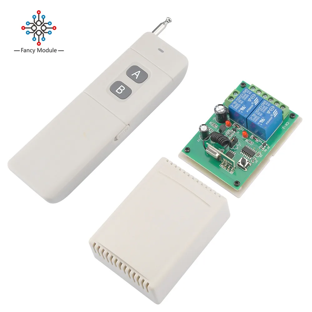

DC 12V 315MHz двухсторонний 2-канальный беспроводной пульт дистанционного управления переключатель приемник с передатчиком без батареи