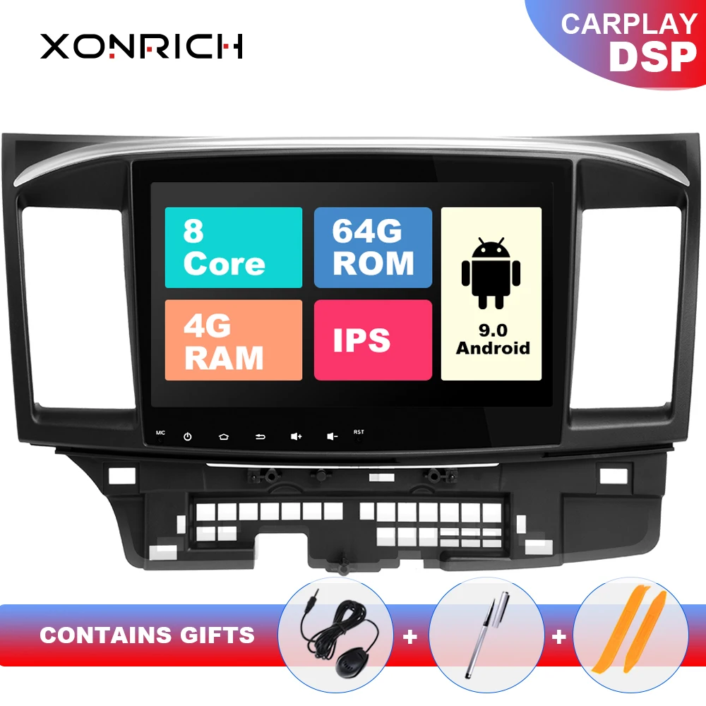 Android 9,0 автомобильный DVD для MITSUBISHI LANCER 10,1 дюймов 2 DIN 3g/4G gps Радио Видео плеер 2007- 9 x Mutlimedia StereoIPS DSP 4G