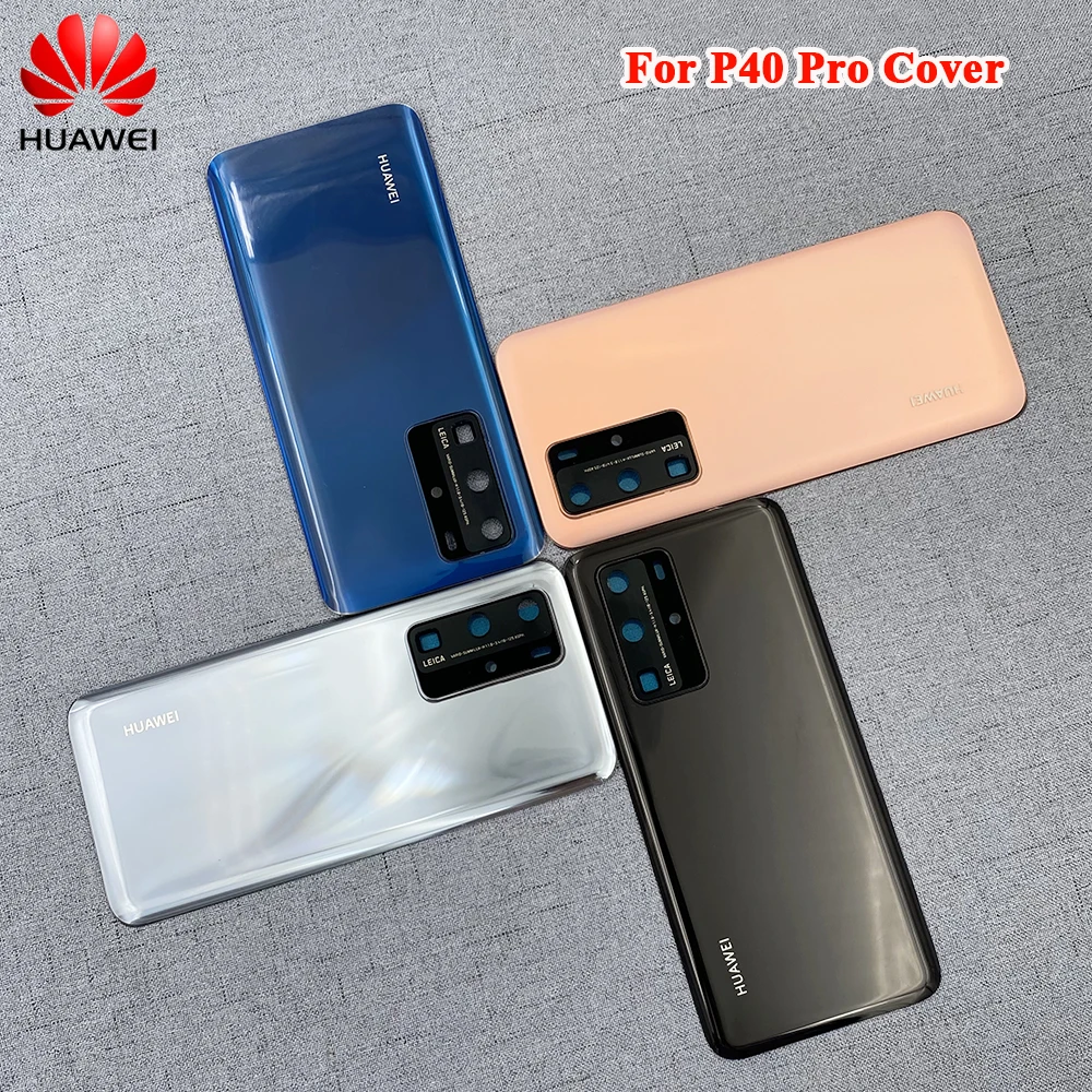 

Задняя крышка батарейного отсека P40 Pro, стеклянная задняя панель корпуса, запасные части для Huawei P40Pro с наклейкой на объектив камеры