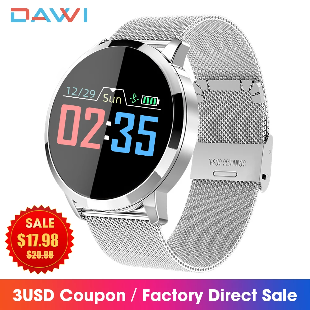 

DAWI Smart Watch OLED Color Screen Smartwatch Men Women Fashion Fitness Tracker Heart Rate Monitor Reloj Inteligente