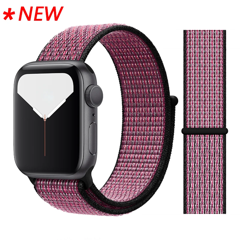Для наручных часов Apple Watch, версии 3/2/1 38 мм 42 мм нейлон мягкий дышащий нейлон для наручных часов iWatch, сменный ремешок спортивный бесшовный series4/5 40 мм 44 мм - Цвет ремешка: 54 True Berry