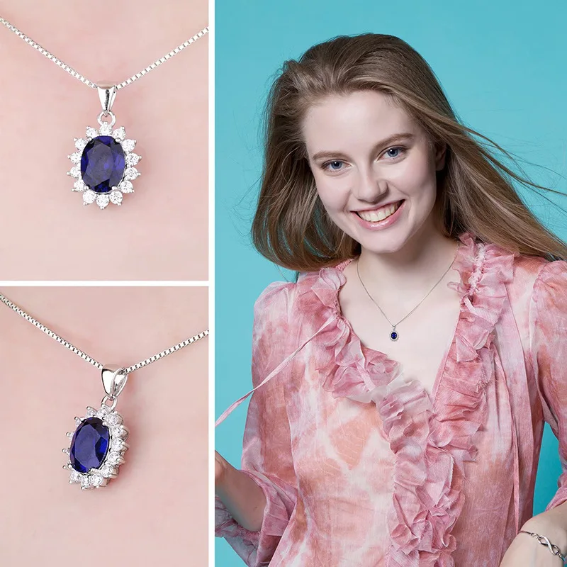 

Women Jewelry Necklace Sapphire Pendant Luxury Chain vintage necklace Women healing Pendant jewelry making Sapphire necklace