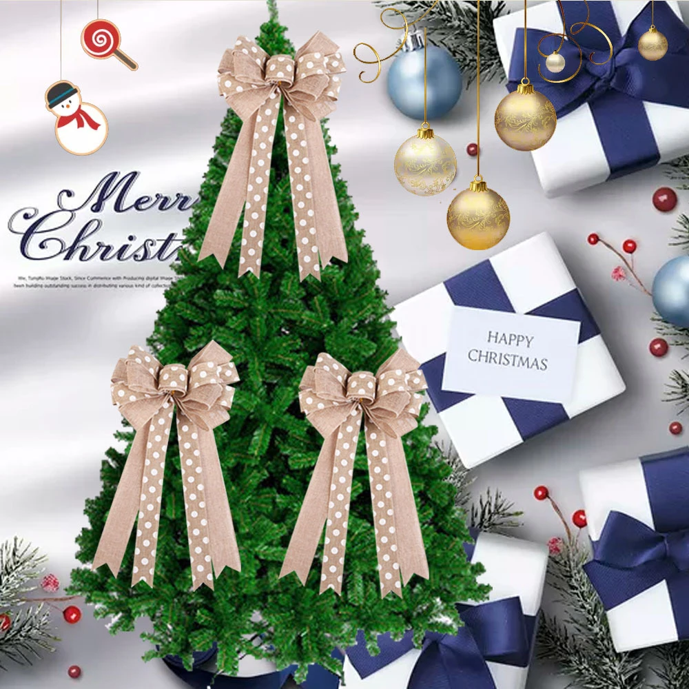 DIY праздничный бант для рождественской ёлки Топпер Рождественский венок