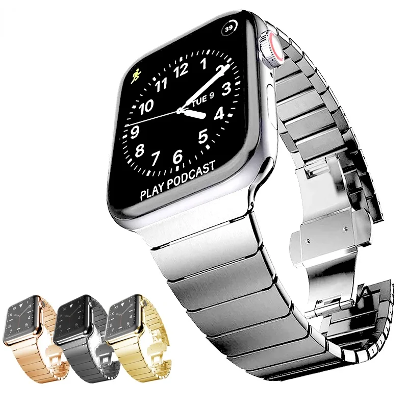 

Браслет звеньевой из нержавеющей стали для Apple Watch series 1/2/3, 42/38 мм, 40/44 мм