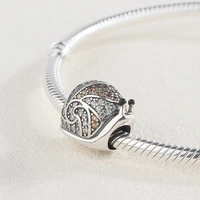 high quality oneyida 100 925 sterling silver pave cz cute snail charm beads fit european bracelet fashion diy jewelry