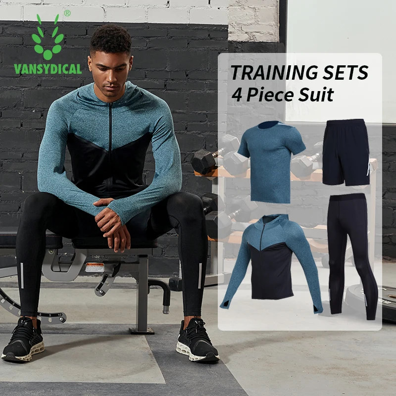 VANSYDICAL костюм для бега мужчин в стиле пэчворк компрессионный спортивный занятий