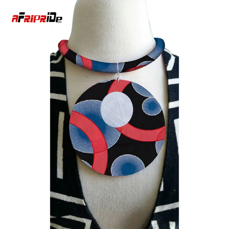 2020 Fashion African Print Necklace Ankara with Big Pendant Handmade Fabric Jewellery for Women SP075 | Тематическая одежда и