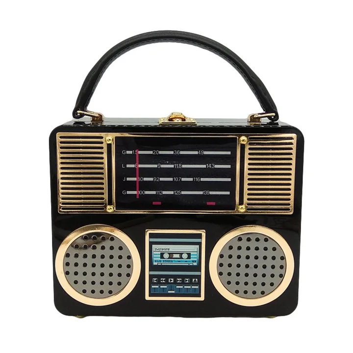 

Women 2021 Vintage Retro Radio Acrylic Box Clutch Evening Handbags Women Totes Handbags Ladies Crossbody Shoulder Bag