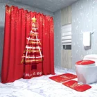 Набор для ванной комнаты с рождественской елкой, нескользящий коврик, крышка для унитаза, коврик для ванной, водонепроницаемый, занавеска для душа
