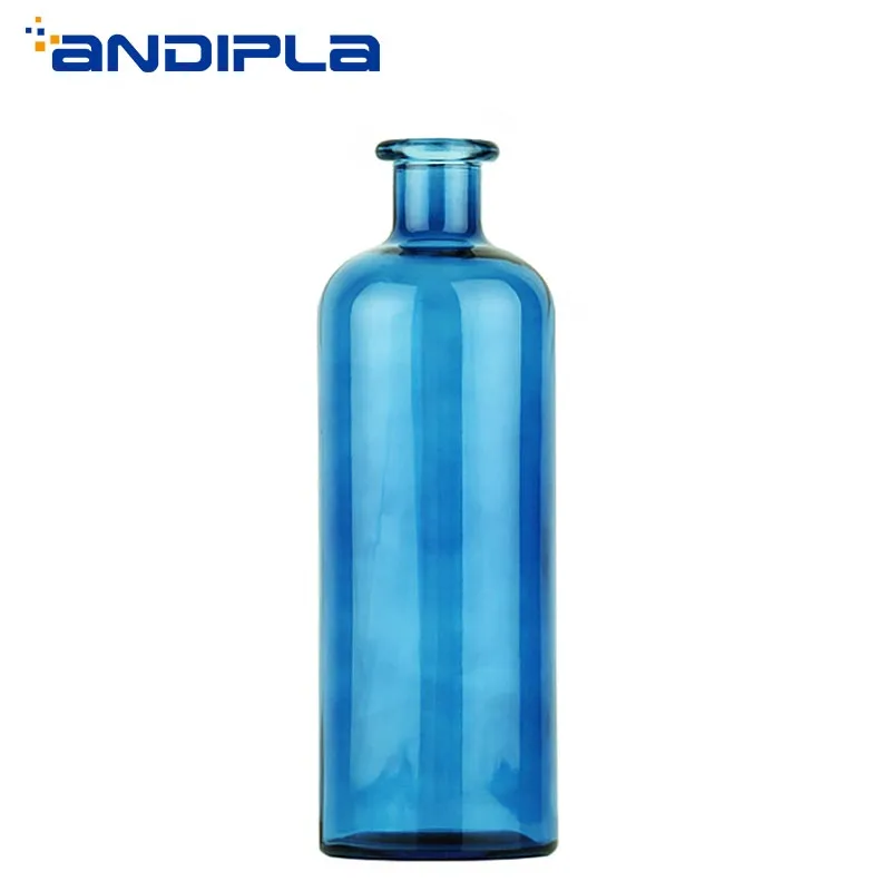 Европейский синий стеклянный флакон ваза цветочный держатель гидропонный