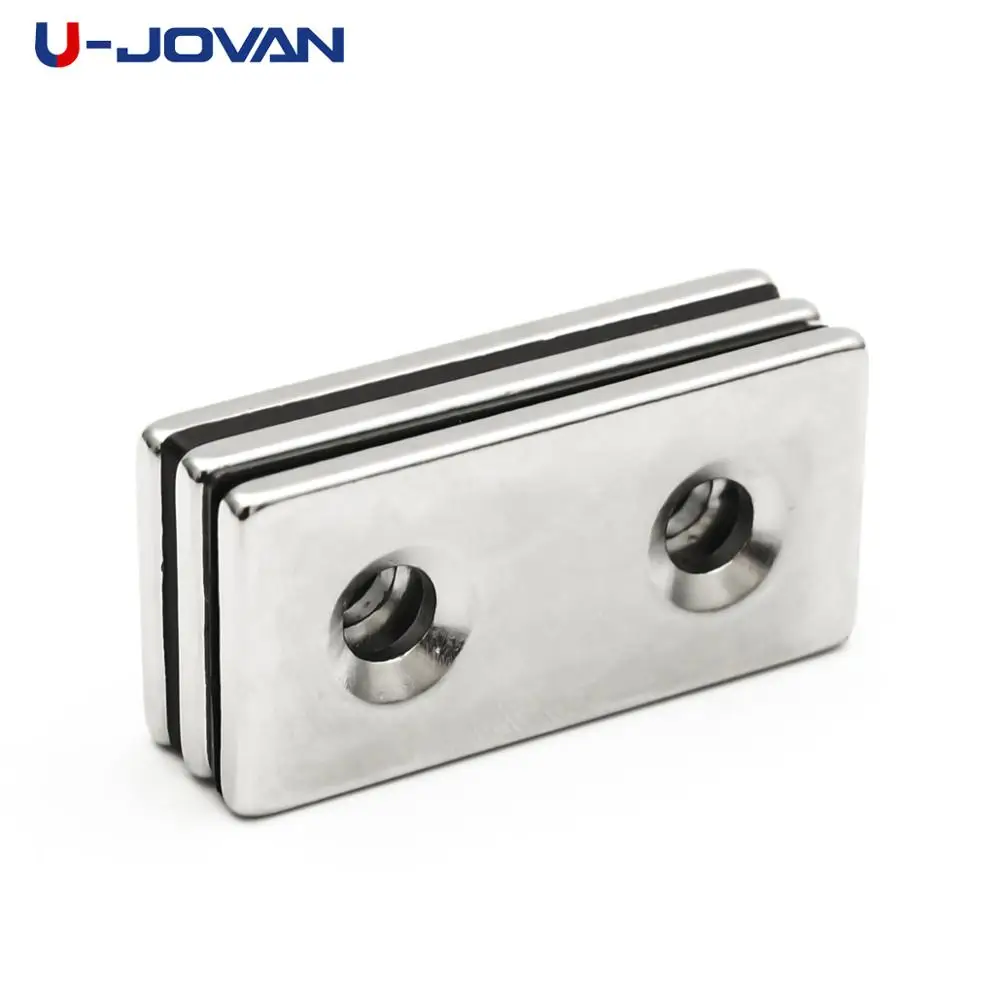 U-JOVAN 3 шт. 40x20x3 мм двойное отверстие 5 N35 блок с потайной NdFeB постоянный магнит