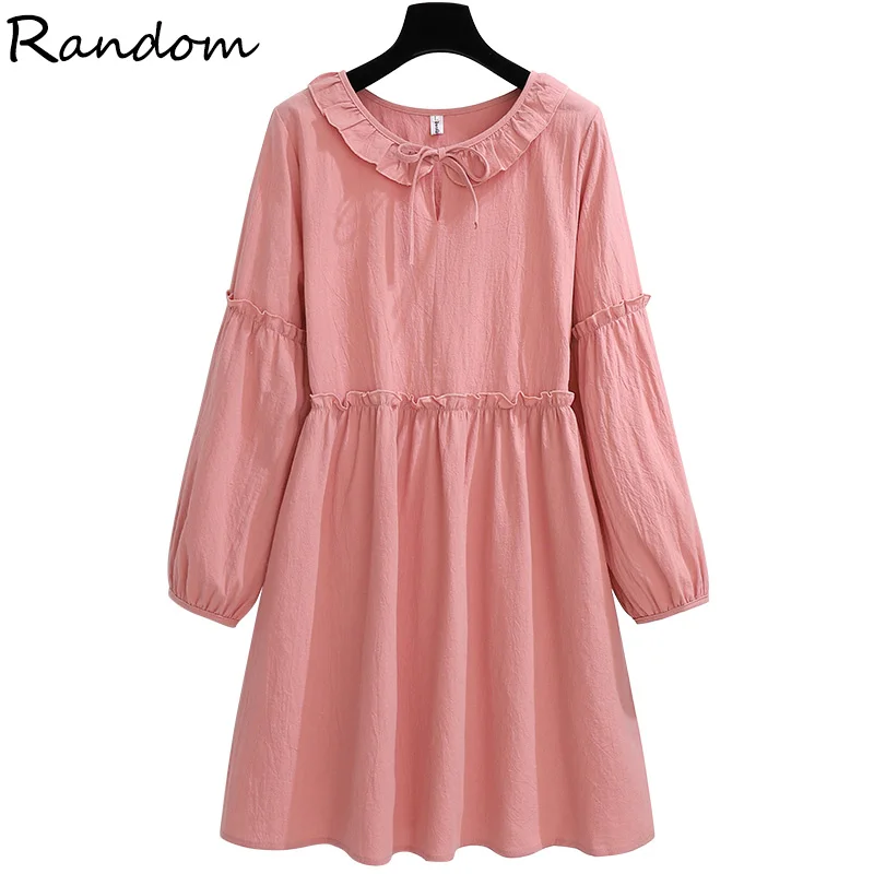 Женское осеннее модное платье с рюшами женское свободное милое розовое зеленое