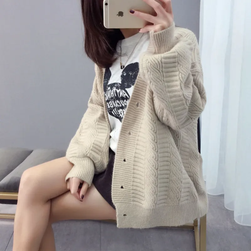 Sweater cardigan jacket female loose Korean student spring and autumn 2021 new sweater trend round button net red hot sale old K |