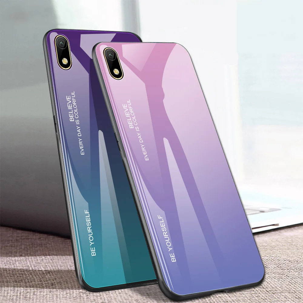 New Gradient Tempered Glass Phone Case For Huawei Honor 8X Mate 20 Pro 10 P20 Lite P Smart Plus Nova 3i 3 4 P30 Cover | Мобильные
