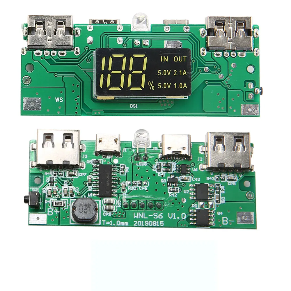 Новый DIY 4x18650 чехол мобильный телефон аккумулятор 15000 мАч с двойным USB Type C Micro без