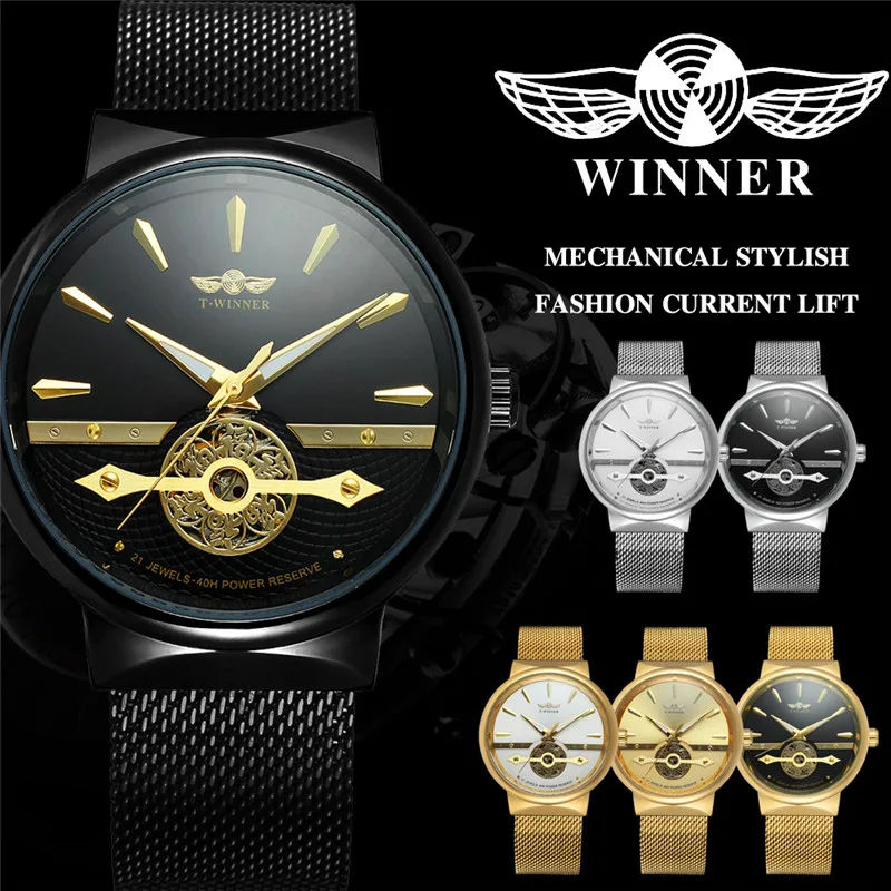 WINNER Classic Automatic Mechanical Men Wristwatch Military Army Sport Male Clock Top Brand Luxury Skeleton Man Watch Gift 8140 | Наручные