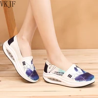 women shoes summer breathable canvas walking shoes woman sneakers printing casual rocking wedges platform woman sport shoes