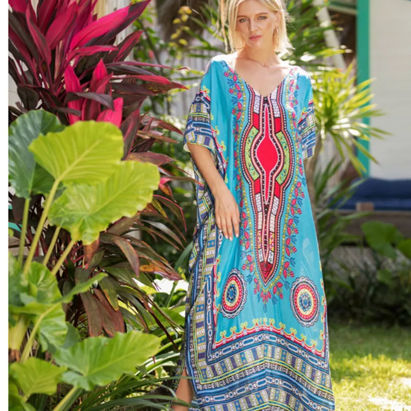 

Spring/Summer 2021 women's dress big size hot selling South American wind print casual fashion dress robe beach skirt