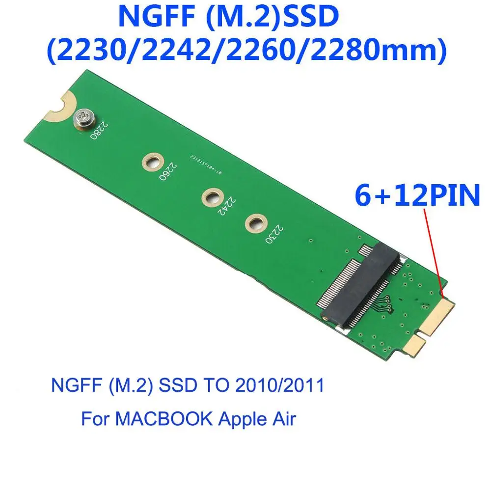 адаптер m 2 ngff ssd a1369 a1370 для 2010 2011 macbook air m2 ssd конве