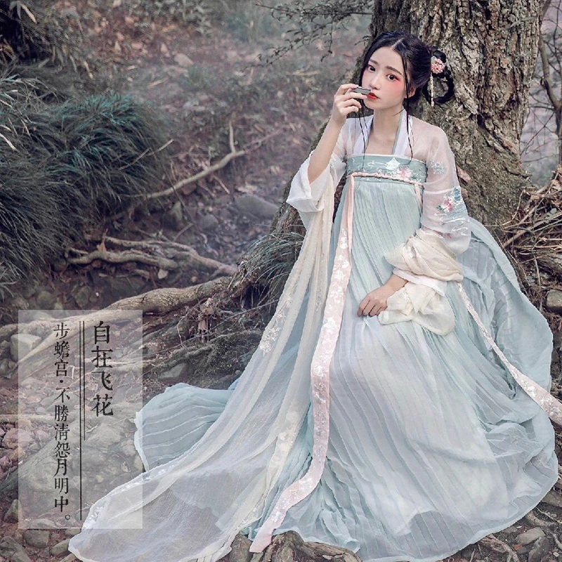 Hanfu костюм для китайских танцев, традиционный Древний китайский костюм для женщин, народное платье, праздничная одежда для выступлений - Цвет: Style 2
