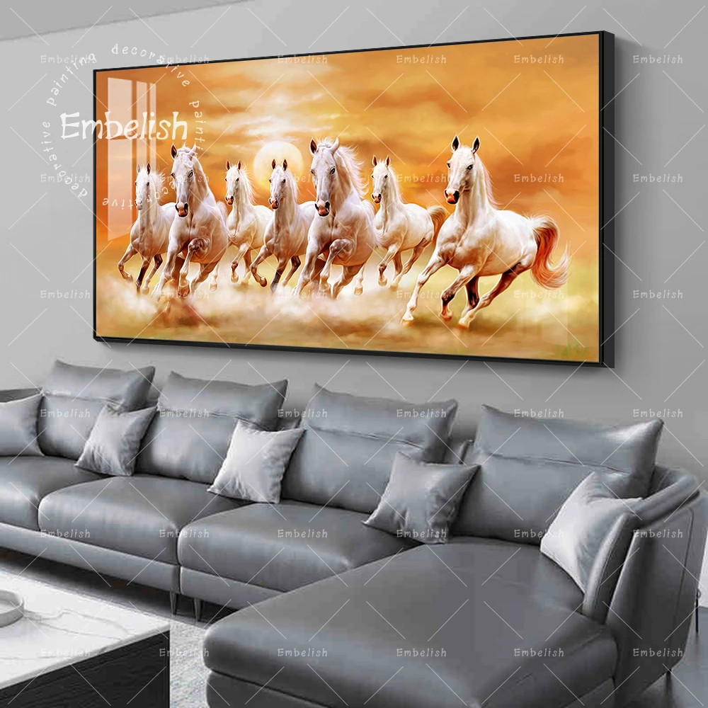 

Embelish 1 Pieces Sunset Running Horses HD Wall Art Pictures For Living Room Canvas Animals Painting Home Decor Poster Framework