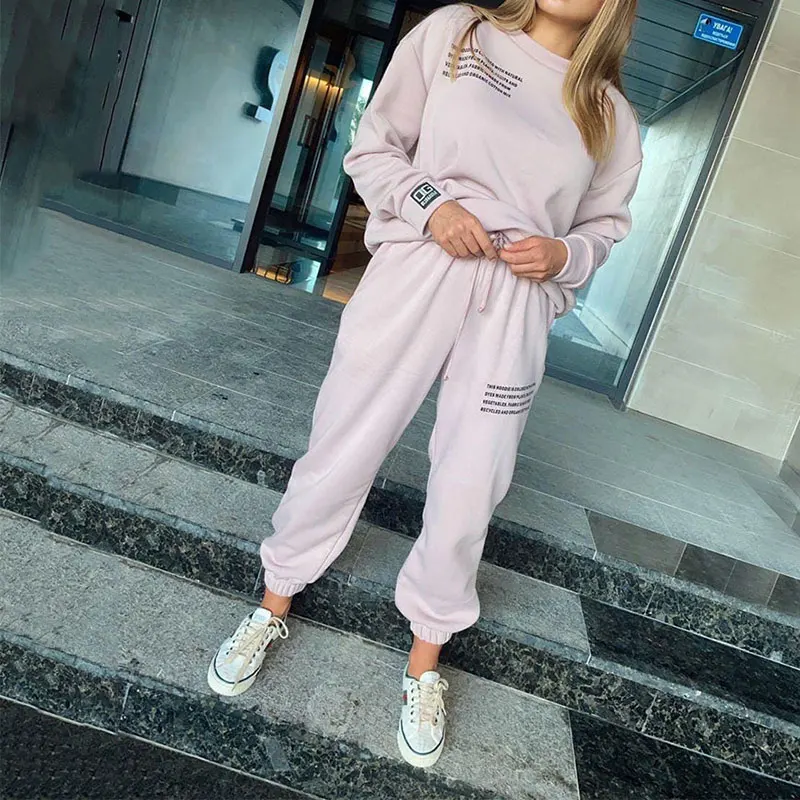

Sweatshirt Tracksuits Letter Print Two Pieces Set Casual Pants Suit Autumn Long Sleeve Pullover Female Tracksuit Women's Set