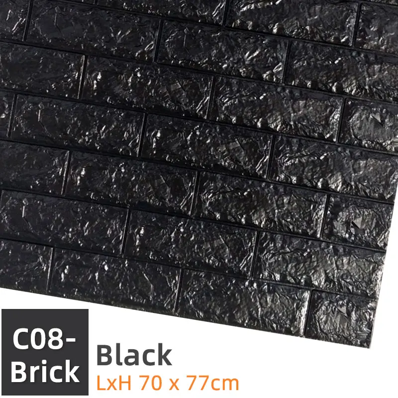 C08-Brick-Black Kaguyahime Самоклеящиеся 3D наклейки на стену водонепроницаемые DIY Пена кирпичная настенная бумага ТВ фон Декор мраморная настенная бумага красочный кирпич - Цвет: C08-Brick-Black